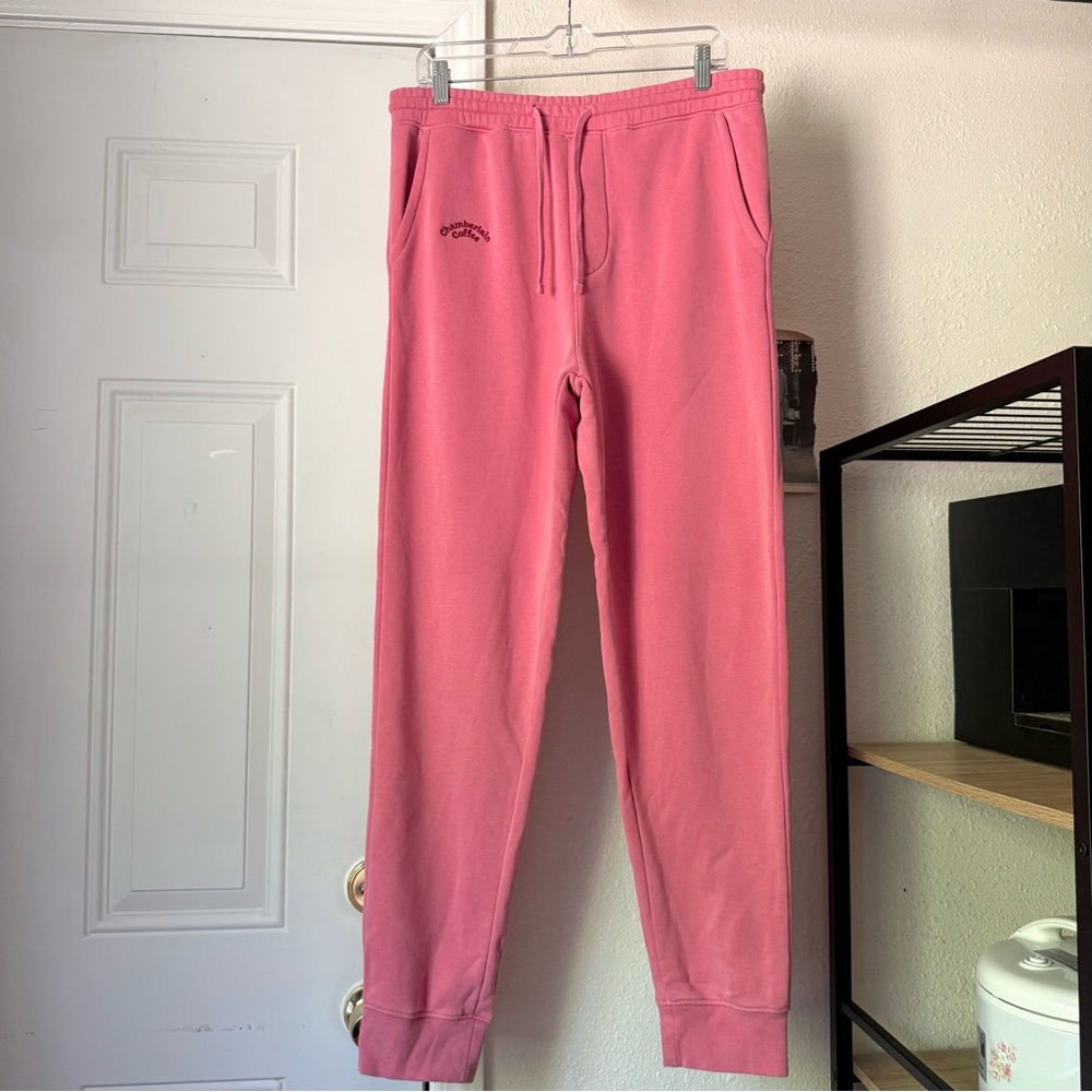 CHAMBERLAIN COFFEE pink‎ embroidered logo sheep fleece cotton jogger sweat pants